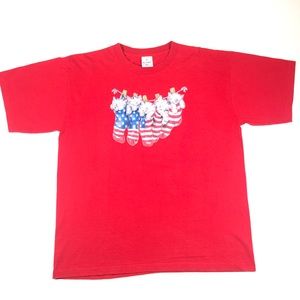 Vintage Kitten in American Flag Stocking T shirt